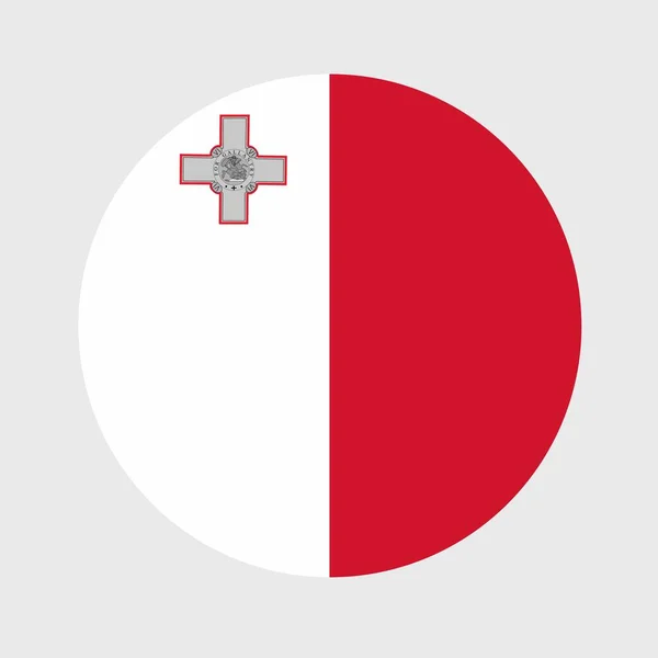 Vektorové Znázornění Plochého Kulatého Tvaru Vlajky Malty Oficiální Národní Vlajka — Stockový vektor