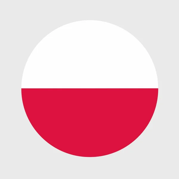 Vektor Ilustrasi Bulat Datar Berbentuk Bendera Polandia Simbol Nasional Resmi - Stok Vektor