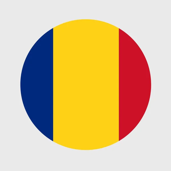 Wektorowa Ilustracja Płaskiego Okrągłego Kształtu Flagi Rumunii Oficjalna Flaga Narodowa — Wektor stockowy