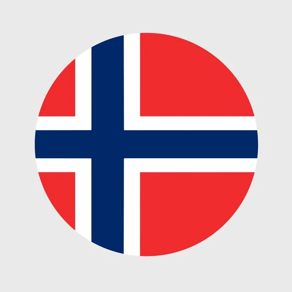 Vektor Ilustrasi Bulat Datar Berbentuk Bendera Norwegia Simbol Nasional Resmi - Stok Vektor