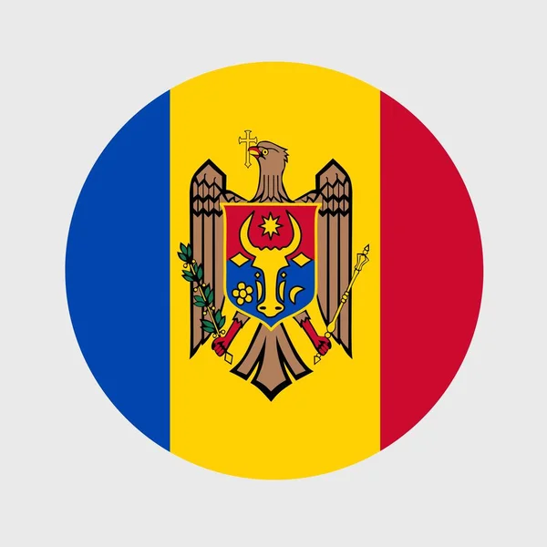 モルドバフラグのフラットラウンド形状のベクトルイラスト ボタンアイコン形の公式国旗 — ストックベクタ