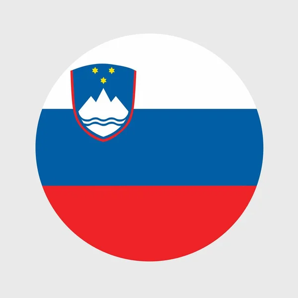 Vector Illustratie Van Vlakke Ronde Van Slovenië Vlag Officiële Nationale — Stockvector