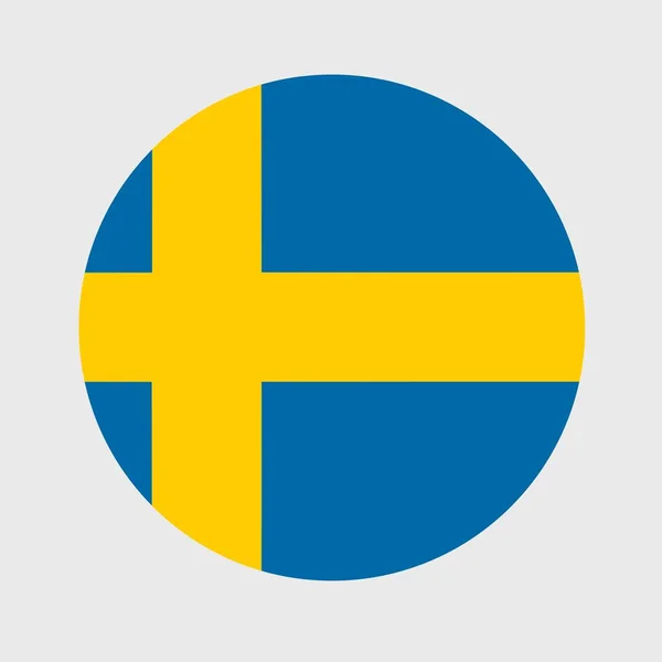 Vektor Ilustrasi Bulat Datar Berbentuk Bendera Swedia Simbol Nasional Resmi - Stok Vektor