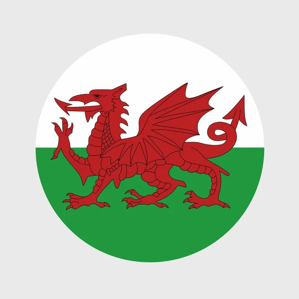 Vektorillustration Der Flachen Runden Form Der Walisischen Flagge Offizielle Nationalflagge — Stockvektor