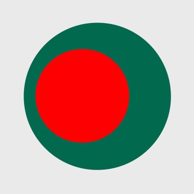 Düz yuvarlak Bangladeş bayrağının vektör çizimi. Resmi ulusal bayrak düğme simgesi şeklinde.