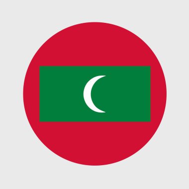Düz yuvarlak Maldivler bayrağının vektör çizimi. Resmi ulusal bayrak düğme simgesi şeklinde.