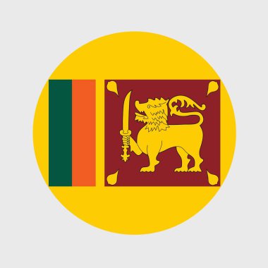 Sri Lanka bayrağı şeklinde düz yuvarlak bir illüstrasyon. Resmi ulusal bayrak düğme simgesi şeklinde.