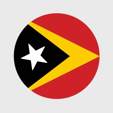 Doğu Timor bayrağının düz yuvarlak şekli. Resmi ulusal bayrak düğme simgesi şeklinde.