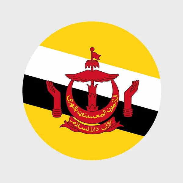 Brunei Bayrağı Şeklinde Düz Yuvarlak Bir Illüstrasyon Resmi Ulusal Bayrak — Stok Vektör