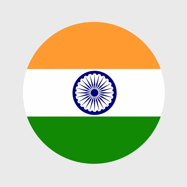 Ilustração Vetorial Plano Redondo Forma Bandeira Índia Bandeira Nacional Oficial — Vetor de Stock