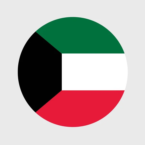 Ilustração Vetorial Plano Redondo Forma Bandeira Kuwait Bandeira Nacional Oficial — Vetor de Stock