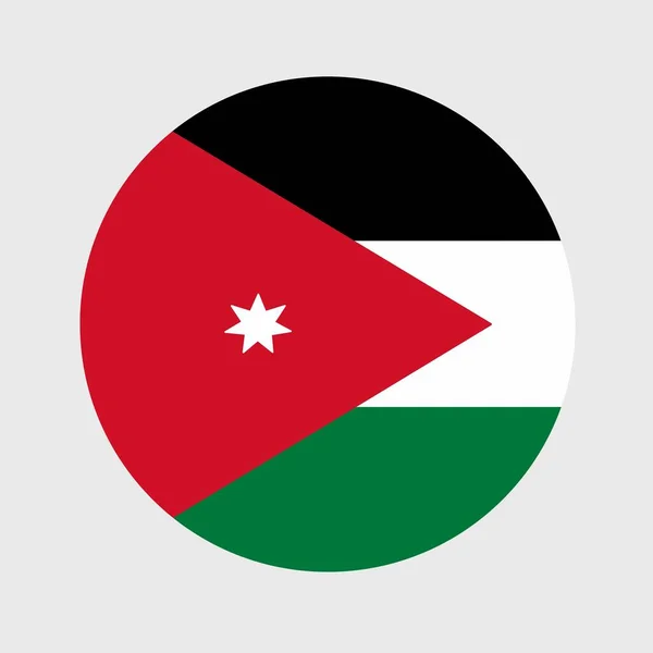 Vektorová Ilustrace Plochého Kulatého Tvaru Jordánské Vlajky Oficiální Národní Vlajka — Stockový vektor