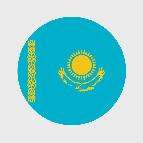 Kazakistan Bayrağının Düz Yuvarlak Şeklinin Vektör Çizimi Resmi Ulusal Bayrak — Stok Vektör