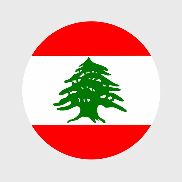 Vector Illustratie Van Plat Rond Gevormd Van Libanon Vlag Officiële — Stockvector