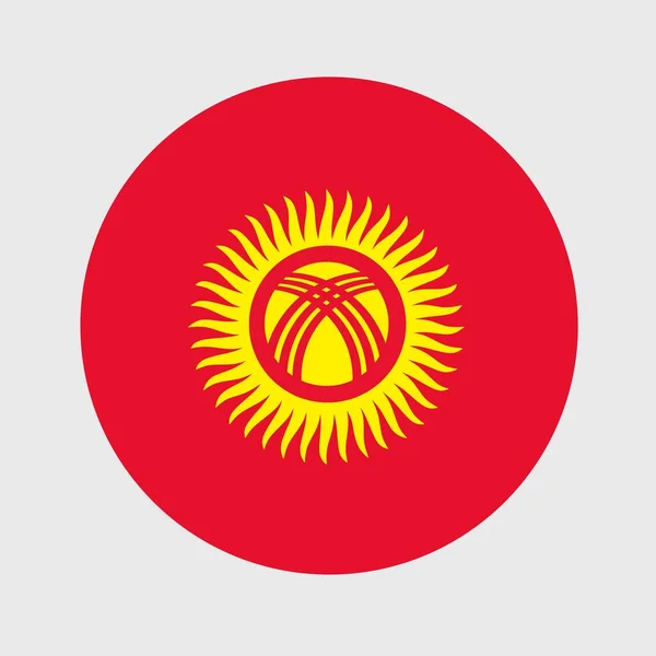 キルギスの旗のフラットラウンド形状のベクトルイラスト ボタンアイコン形の公式国旗 — ストックベクタ