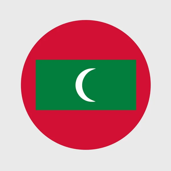 Düz Yuvarlak Maldivler Bayrağının Vektör Çizimi Resmi Ulusal Bayrak Düğme — Stok Vektör