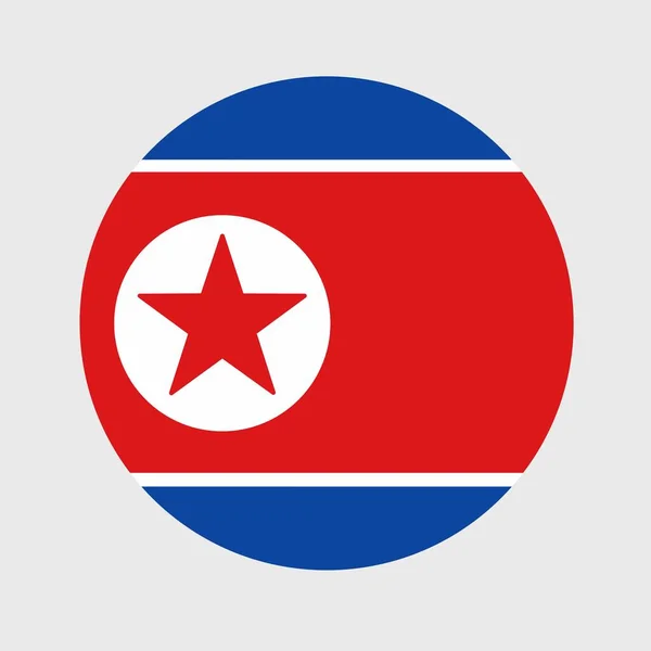 stock vector Vector illustration of flat round shaped of North Korea flag. Official national flag in button icon shaped.