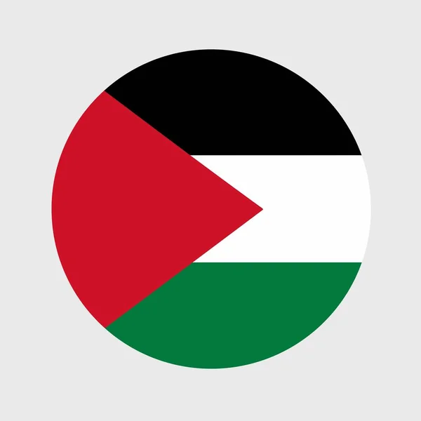 Vektorová Ilustrace Plochého Kulatého Tvaru Palestinské Vlajky Oficiální Národní Vlajka — Stockový vektor