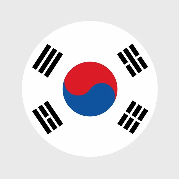韩国国旗扁平圆形的矢量图解 官方国旗的按钮图标形状 — 图库矢量图片