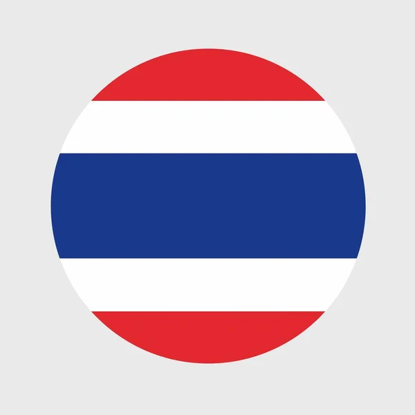 Ilustracja Wektorowa Płaskiej Okrągłej Flagi Tajlandii Oficjalna Flaga Narodowa Kształcie — Wektor stockowy