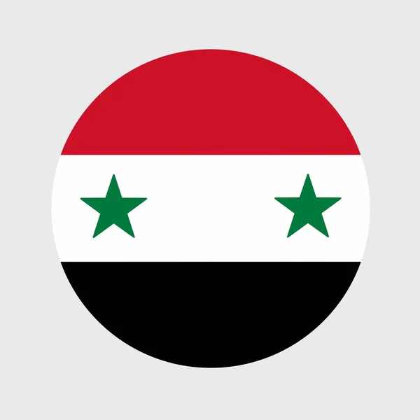 Ilustracja Wektorowa Płaskiej Okrągłej Flagi Syrii Oficjalna Flaga Narodowa Kształcie — Wektor stockowy