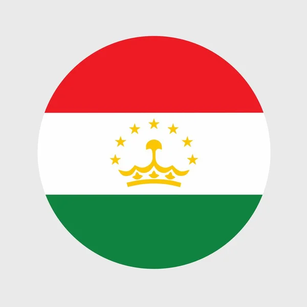 Векторная Иллюстрация Плоской Круглой Формы Флага Таджикистана Государственный Флаг Форме — стоковый вектор