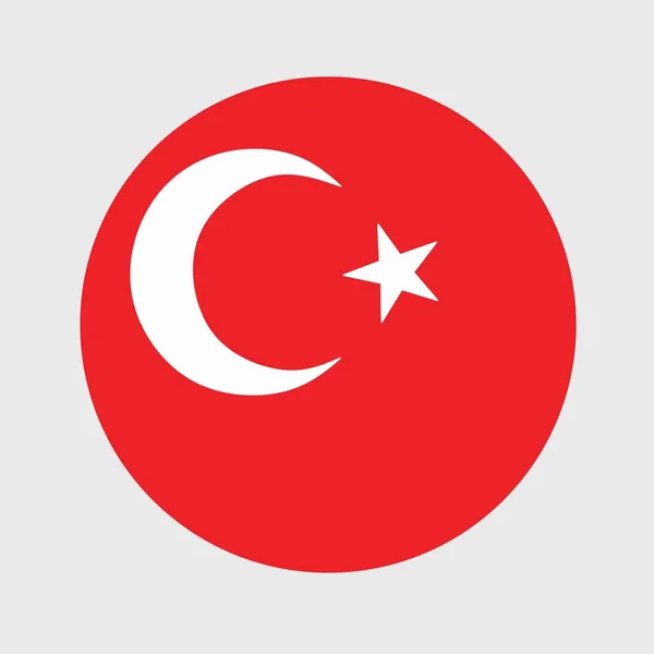 トルコフラグのフラットラウンド形状のベクトルイラスト ボタンアイコン形の公式国旗 — ストックベクタ