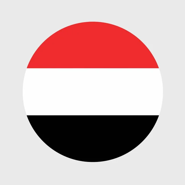 Vektorové Znázornění Plochého Kulatého Tvaru Jemenské Vlajky Oficiální Národní Vlajka — Stockový vektor