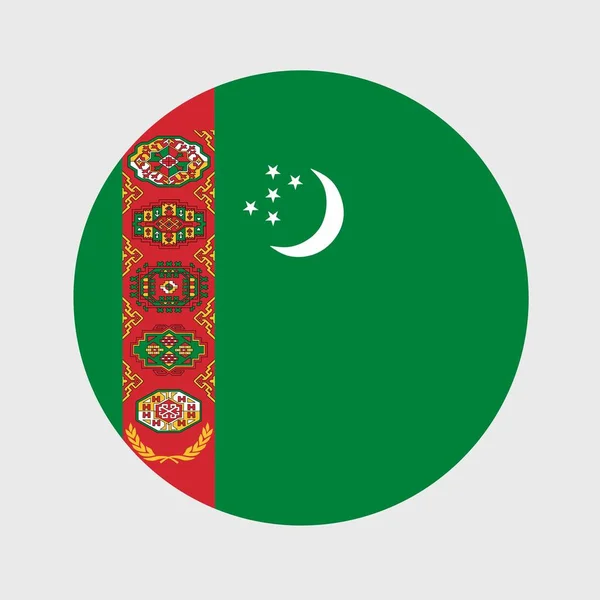 Türkmenistan Bayrağının Düz Yuvarlak Şeklinin Vektör Çizimi Resmi Ulusal Bayrak — Stok Vektör