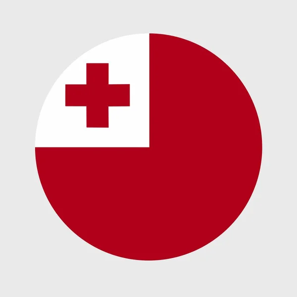 Vektor Ilustrasi Bulat Datar Berbentuk Bendera Tonga Simbol Nasional Resmi - Stok Vektor