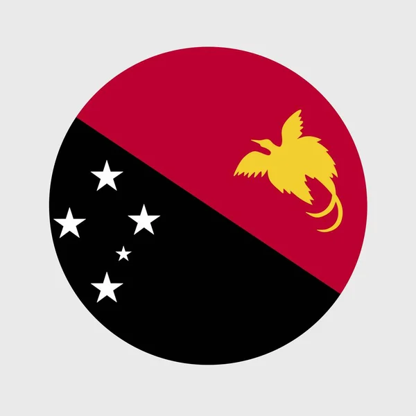 Візуалізація Плоскої Круглої Форми Прапора Папуа Нової Гвінеї Державний Прапор — стоковий вектор