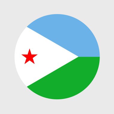 Cibuti bayrağı şeklinde düz merminin vektör çizimi. Resmi ulusal bayrak düğme simgesi şeklinde.