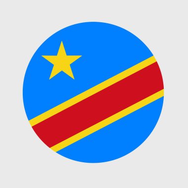 Demokratik Kongo Cumhuriyeti bayrağının düz yuvarlak şeklindeki temsili. Resmi ulusal bayrak düğme simgesi şeklinde.