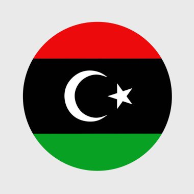 Libya bayrağının düz mermisinin vektör çizimi. Resmi ulusal bayrak düğme simgesi şeklinde.