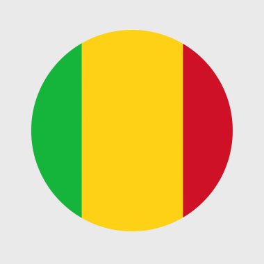 Mali bayrağı şeklinde düz yuvarlak bir illüstrasyon. Resmi ulusal bayrak düğme simgesi şeklinde.