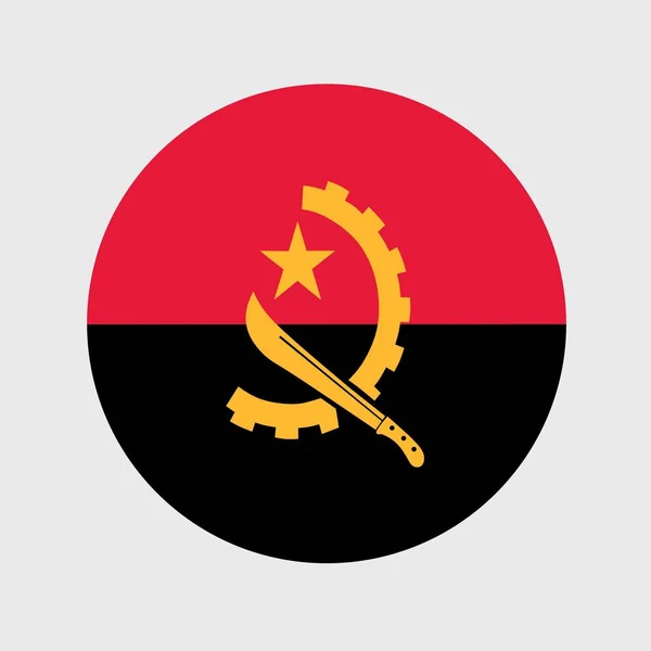 Angola Bayrağının Düz Yuvarlak Şeklinin Vektör Çizimi Resmi Ulusal Bayrak — Stok Vektör