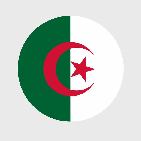 Vektorillustration Der Flachen Runden Form Der Algerischen Flagge Offizielle Nationalflagge — Stockvektor