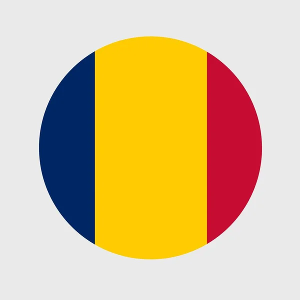 Chad Bayrağının Düz Yuvarlak Şeklinin Vektör Çizimi Resmi Ulusal Bayrak — Stok Vektör