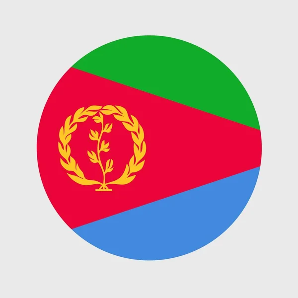 Eritre Bayrağının Düz Mermisinin Vektör Çizimi Resmi Ulusal Bayrak Düğme — Stok Vektör