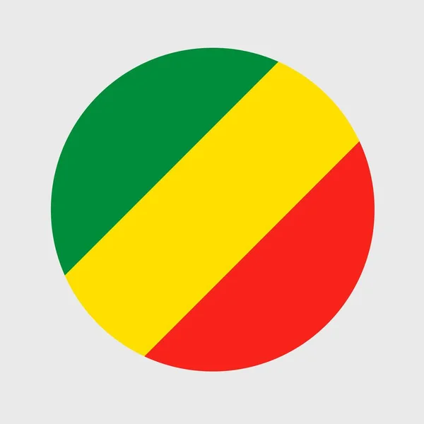 Ilustración Vectorial Forma Plana Redonda Bandera República Del Congo Bandera — Vector de stock