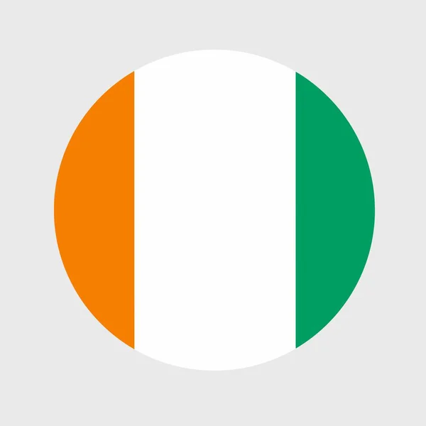 Vector Illustratie Van Plat Rond Van Ivoorkust Vlag Officiële Nationale — Stockvector