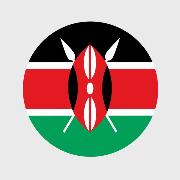 肯尼亚国旗扁平圆形的矢量图解 官方国旗的按钮图标形状 — 图库矢量图片