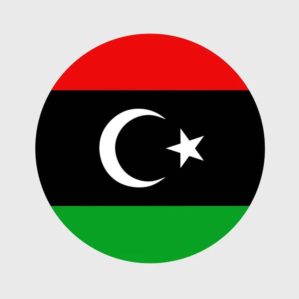 Vektorillustration Einer Flachen Runden Form Der Libyschen Flagge Offizielle Nationalflagge — Stockvektor