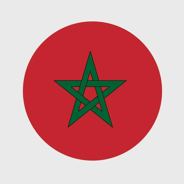 Wektorowa Ilustracja Płaskiej Okrągłej Flagi Maroka Oficjalna Flaga Narodowa Kształcie — Wektor stockowy
