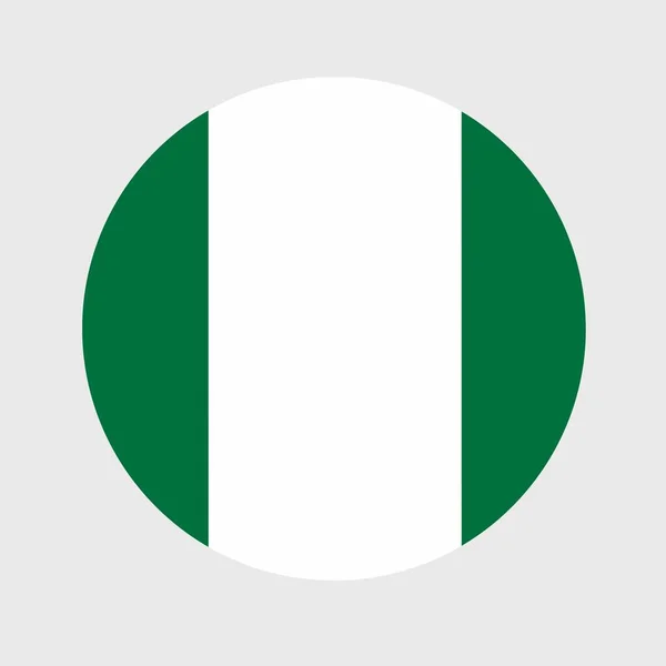 尼日利亚国旗扁平圆形的矢量图解 官方国旗的按钮图标形状 — 图库矢量图片