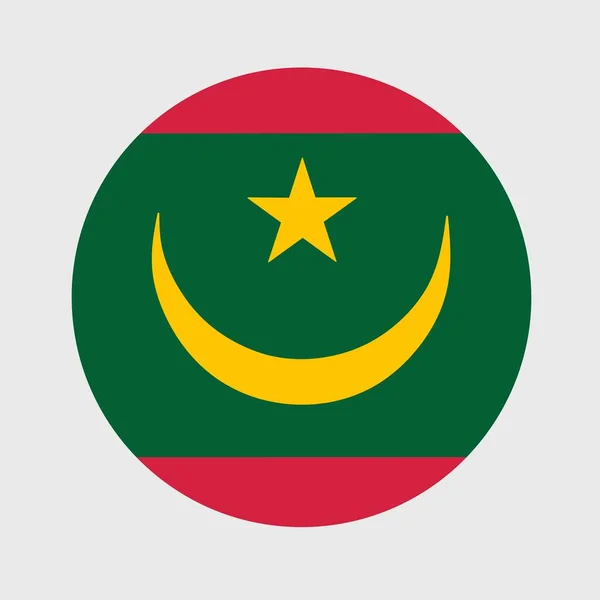 Ilustración Vectorial Forma Plana Redonda Bandera Mauritania Bandera Nacional Oficial — Vector de stock