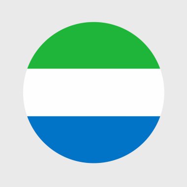 Sierra Leone bayrağı şeklinde düz merminin vektör çizimi. Resmi ulusal bayrak düğme simgesi şeklinde.