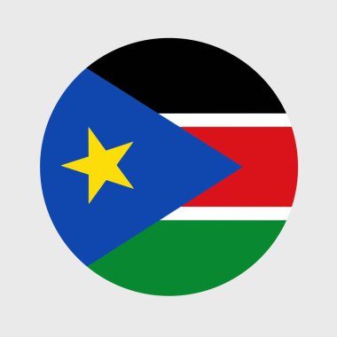 Güney Sudan bayrağı şeklinde düz merminin vektör çizimi. Resmi ulusal bayrak düğme simgesi şeklinde.