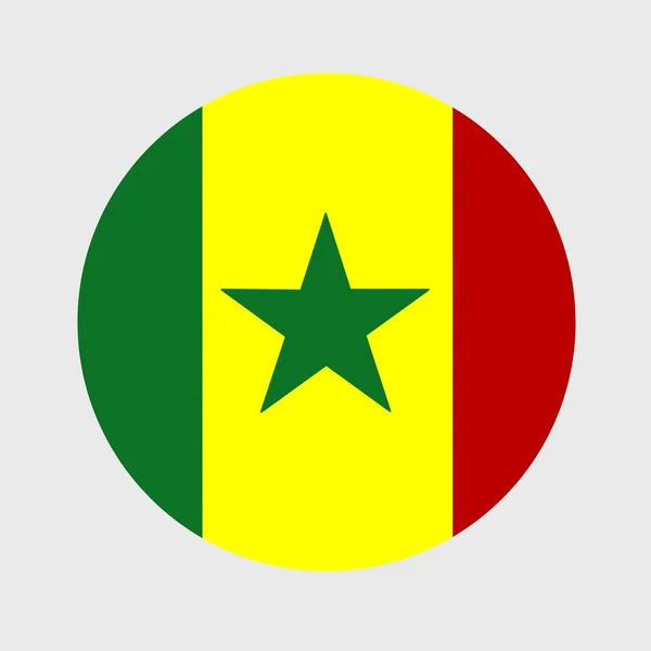 Ilustración Vectorial Forma Plana Redonda Bandera Senegal Bandera Nacional Oficial — Vector de stock