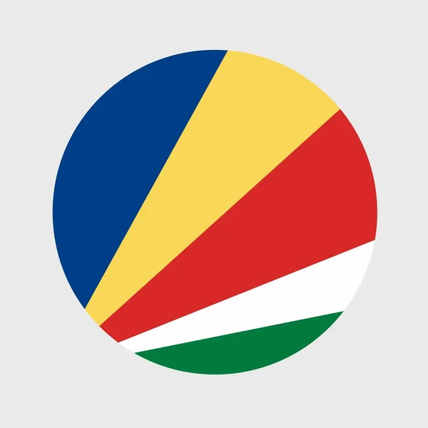 Wektorowa Ilustracja Płaskiej Okrągłej Flagi Seszeli Oficjalna Flaga Narodowa Kształcie — Wektor stockowy